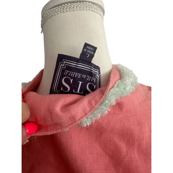 SAIL TO SABLE Coral Mint Green STS Linen Shift Dress Size Large - Picture 8 of 8